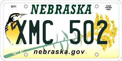 NE license plate XMC502