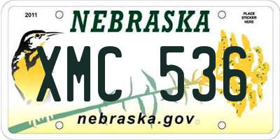 NE license plate XMC536