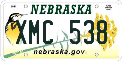 NE license plate XMC538