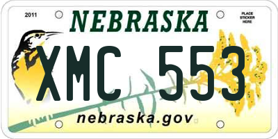 NE license plate XMC553