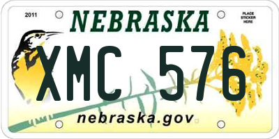 NE license plate XMC576