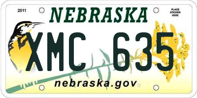 NE license plate XMC635