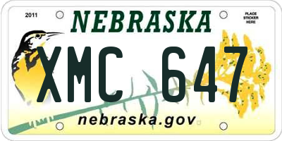 NE license plate XMC647