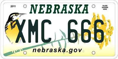 NE license plate XMC666