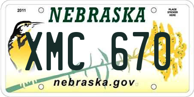 NE license plate XMC670