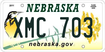 NE license plate XMC703