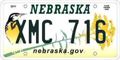 NE license plate XMC716