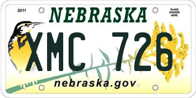 NE license plate XMC726