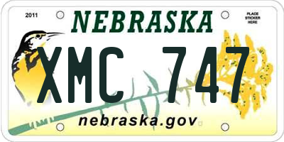 NE license plate XMC747