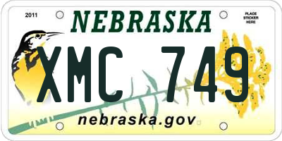 NE license plate XMC749