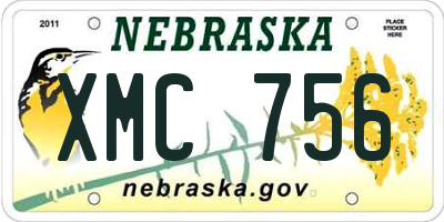 NE license plate XMC756