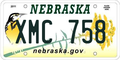 NE license plate XMC758