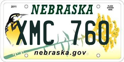 NE license plate XMC760