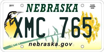 NE license plate XMC765