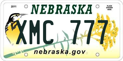 NE license plate XMC777