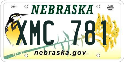 NE license plate XMC781
