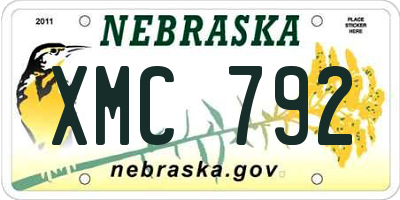 NE license plate XMC792