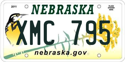 NE license plate XMC795