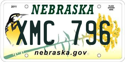 NE license plate XMC796