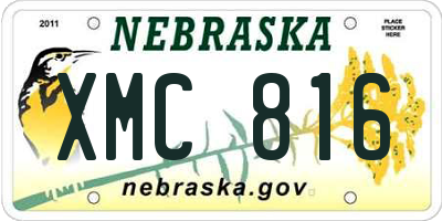 NE license plate XMC816