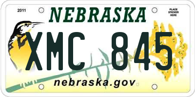 NE license plate XMC845