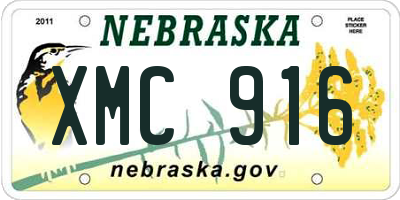 NE license plate XMC916