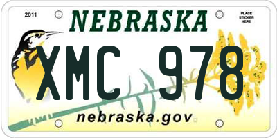 NE license plate XMC978