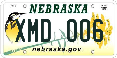 NE license plate XMD006