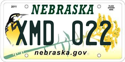 NE license plate XMD022