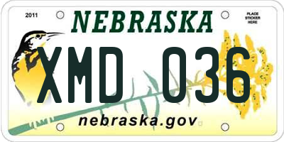 NE license plate XMD036