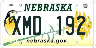 NE license plate XMD192