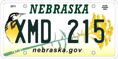 NE license plate XMD215