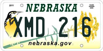 NE license plate XMD216
