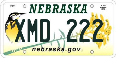 NE license plate XMD222