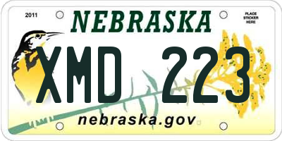 NE license plate XMD223