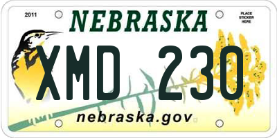 NE license plate XMD230