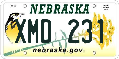NE license plate XMD231