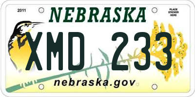 NE license plate XMD233