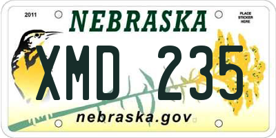 NE license plate XMD235