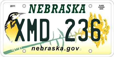 NE license plate XMD236