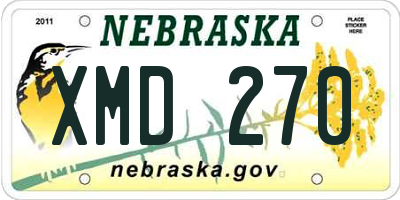 NE license plate XMD270
