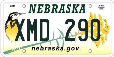 NE license plate XMD290