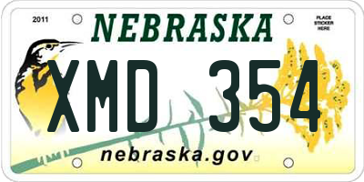 NE license plate XMD354