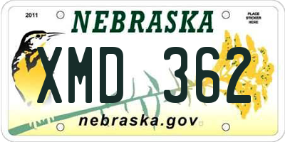 NE license plate XMD362