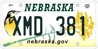NE license plate XMD381