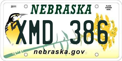 NE license plate XMD386
