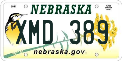 NE license plate XMD389