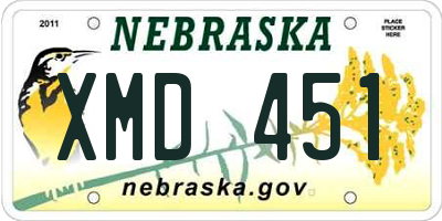 NE license plate XMD451