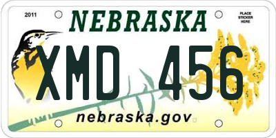 NE license plate XMD456
