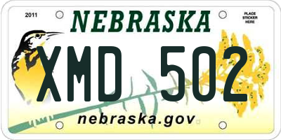 NE license plate XMD502